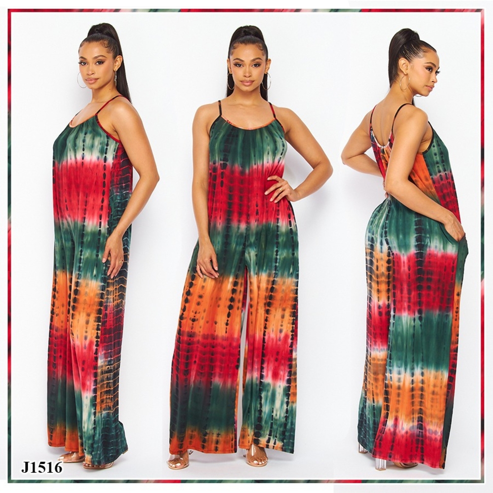 Multicolor Tie-Dye Maxi Jumpsuit
